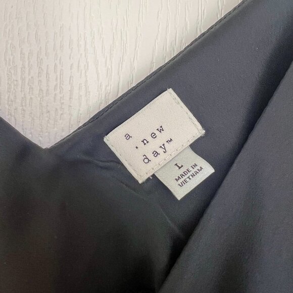 Black Satin Slip Dress Midi/Long Target Slip Dress - Size Large - Picture 5 of 6